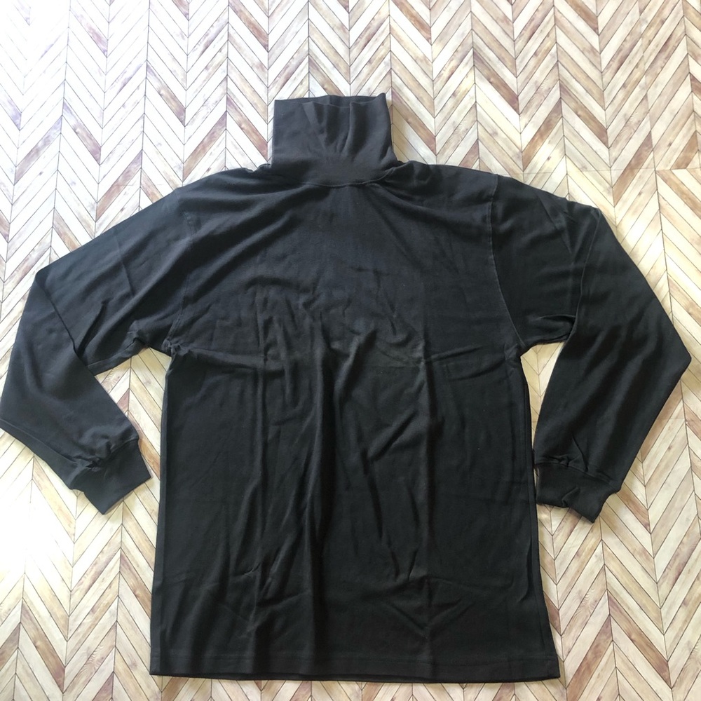 VTG Varsity by Saville Row Black Turtle Neck 100% Cotton Men’s Size L. Sm Hole